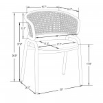 Leisuremod Ervilla Modern Dining Chair with Steel Legs, Set of 4, White
