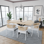 Leisuremod Ervilla Modern Dining Chair with Steel Legs, Set of 4, White