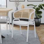 Leisuremod Ervilla Modern Dining Chair with Steel Legs, Set of 4, White