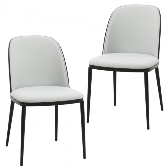 LeisureMod Tule Mid-Century Dining Side Chair Set of 2, Black/Platinum Blue