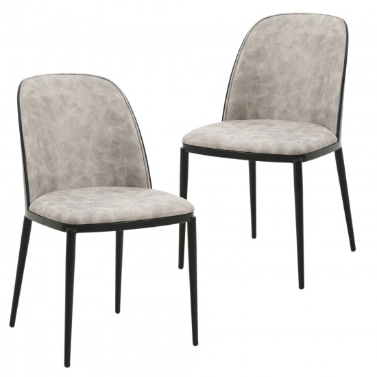 LeisureMod Tule Mid-Century Modern Dining Side Chair Set of 2, Black/Charcoal