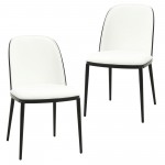 LeisureMod Tule Mid-Century Modern Dining Side Chair Set of 2, Black/White