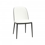 LeisureMod Tule Mid-Century Modern Dining Side Chair Set of 2, Black/White