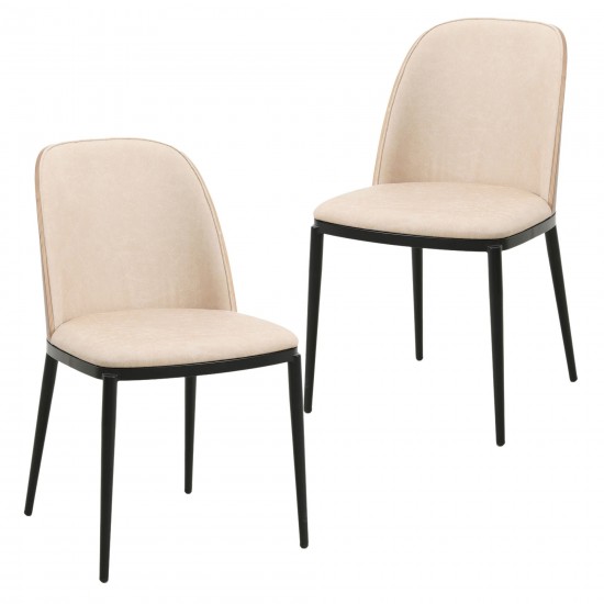 LeisureMod Tule Mid-Century Dining Side Chair Set of 2, Walnut/Light Brown