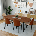 LeisureMod Tule Mid-Century Dining Side Chair Set of 2, Walnut/Light Brown