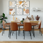 LeisureMod Tule Mid-Century Dining Side Chair Set of 2, Walnut/Light Brown