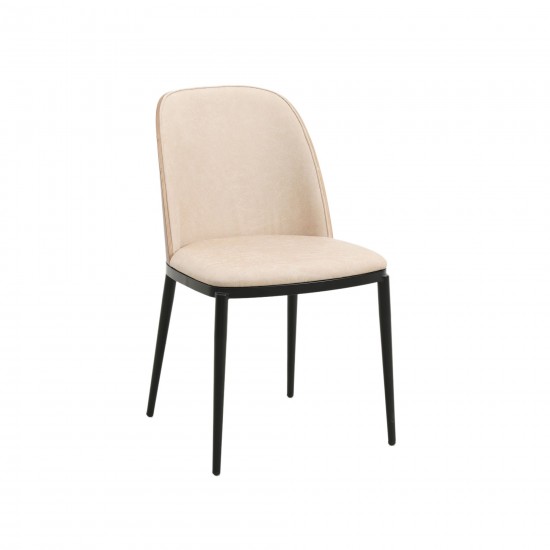 LeisureMod Tule Mid-Century Dining Side Chair Set of 2, Walnut/Light Brown