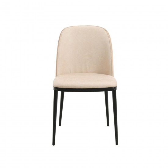 LeisureMod Tule Mid-Century Dining Side Chair Set of 2, Walnut/Light Brown