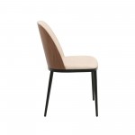 LeisureMod Tule Mid-Century Dining Side Chair Set of 2, Walnut/Light Brown