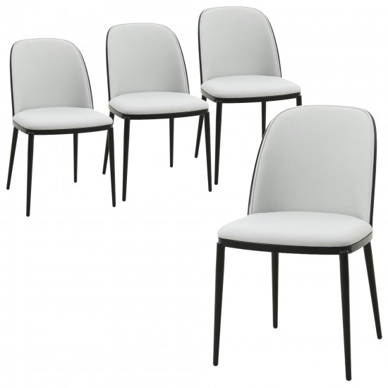 LeisureMod Tule Mid-Century Dining Side Chair Set of 4, Black/Platinum Blue