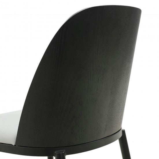 LeisureMod Tule Mid-Century Dining Side Chair Set of 4, Black/Platinum Blue