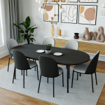 LeisureMod Tule Mid-Century Dining Side Chair Set of 4, Black/Platinum Blue