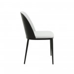 LeisureMod Tule Mid-Century Dining Side Chair Set of 4, Black/Platinum Blue