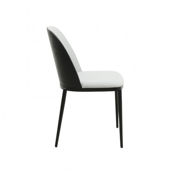 LeisureMod Tule Mid-Century Dining Side Chair Set of 4, Black/Platinum Blue