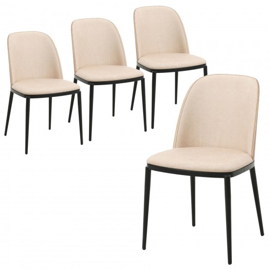 LeisureMod Tule Mid-Century Dining Side Chair Set of 4, Walnut/Light Brown