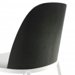 LeisureMod Tule Mid-Century Modern Dining Side Chair, Black/Platinum Blue