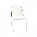 LeisureMod Tule Mid-Century Modern Dining Side Chair, Black/White