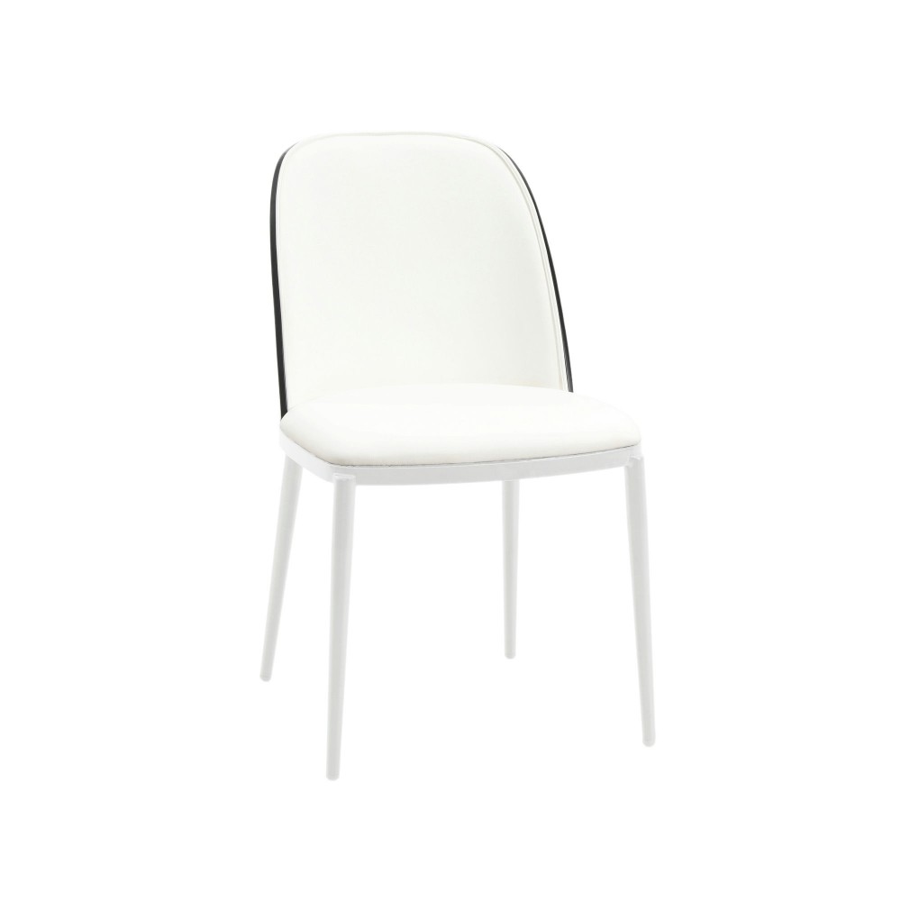 LeisureMod Tule Mid-Century Modern Dining Side Chair, Black/White