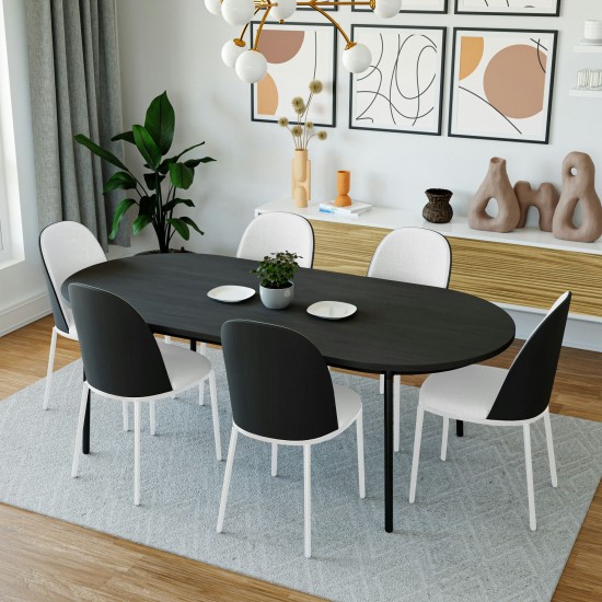 LeisureMod Tule Mid-Century Modern Dining Side Chair, Black/White