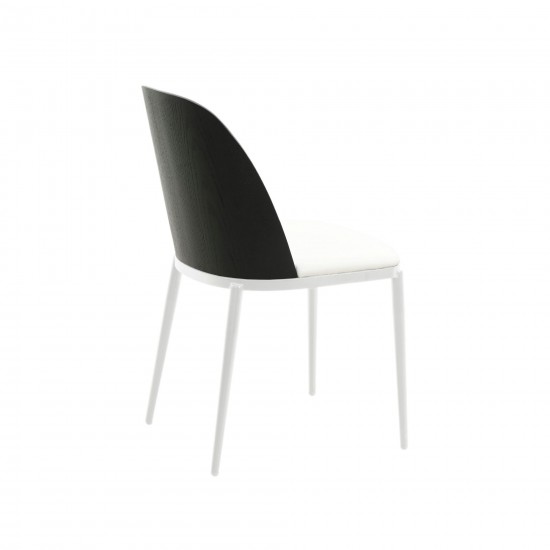 LeisureMod Tule Mid-Century Modern Dining Side Chair, Black/White