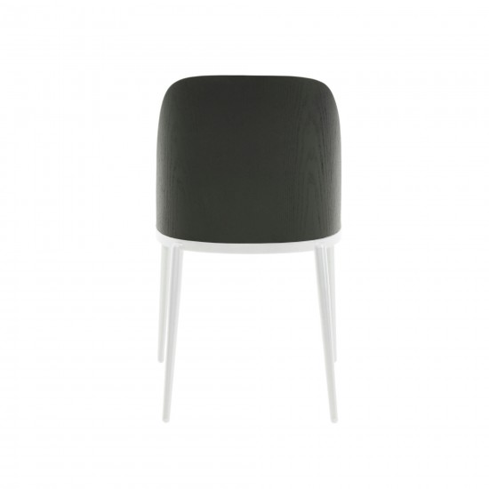 LeisureMod Tule Mid-Century Modern Dining Side Chair, Black/White