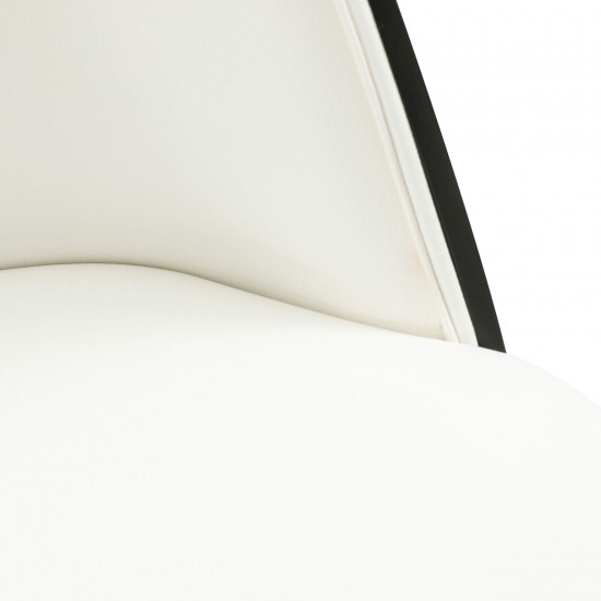 LeisureMod Tule Mid-Century Modern Dining Side Chair, Black/White