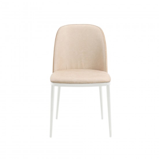 LeisureMod Tule Mid-Century Modern Dining Side Chair, Walnut/Light Brown