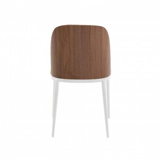 LeisureMod Tule Mid-Century Modern Dining Side Chair, Walnut/Light Brown