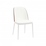 LeisureMod Tule Mid-Century Modern Dining Side Chair, Walnut/White