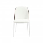 LeisureMod Tule Mid-Century Modern Dining Side Chair, Walnut/White