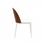 LeisureMod Tule Mid-Century Modern Dining Side Chair, Walnut/White