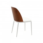 LeisureMod Tule Mid-Century Modern Dining Side Chair, Walnut/White