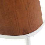 LeisureMod Tule Mid-Century Modern Dining Side Chair, Walnut/White