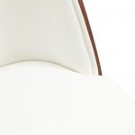 LeisureMod Tule Mid-Century Modern Dining Side Chair, Walnut/White