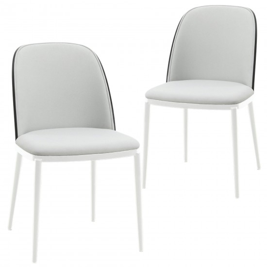 LeisureMod Tule Mid-Century Dining Side Chair, Set of 2, Black/Platinum Blue