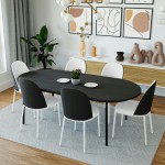 LeisureMod Tule Mid-Century Modern Dining Side Chair, Set of 2, Black/White