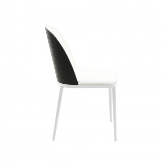 LeisureMod Tule Mid-Century Modern Dining Side Chair, Set of 2, Black/White