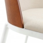 LeisureMod Tule Mid-Century Modern Dining Side Chair, Set of 2, Walnut/Beige