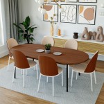 LeisureMod Tule Mid-Century Dining Side Chair, Set of 2, Walnut/Light Brown