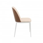 LeisureMod Tule Mid-Century Dining Side Chair, Set of 2, Walnut/Light Brown