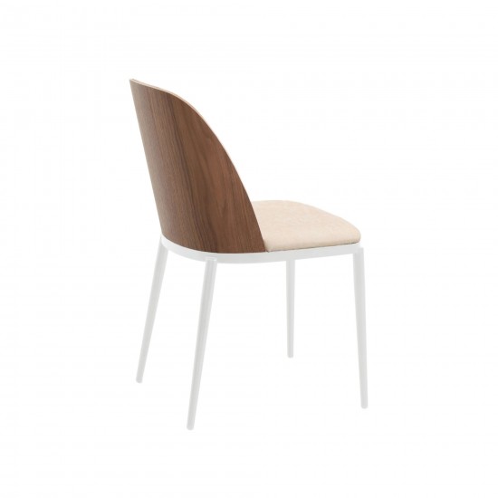 LeisureMod Tule Mid-Century Dining Side Chair, Set of 2, Walnut/Light Brown