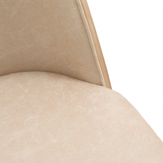 LeisureMod Tule Mid-Century Dining Side Chair, Set of 2, Walnut/Light Brown