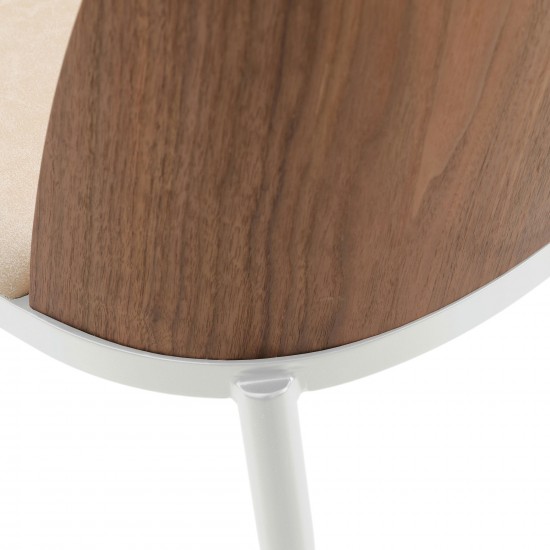 LeisureMod Tule Mid-Century Dining Side Chair, Set of 2, Walnut/Light Brown
