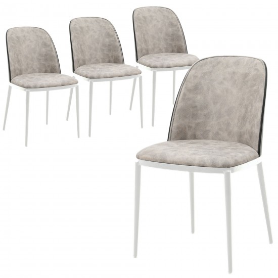 LeisureMod Tule Mid-Century Modern Dining Side Chair, Set of 4, Black/Charcoal