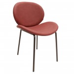 LeisureMod Servos Dining Side Chair with Upholstered Faux Leather Seat, Bordeaux