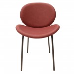 LeisureMod Servos Dining Side Chair with Upholstered Faux Leather Seat, Bordeaux