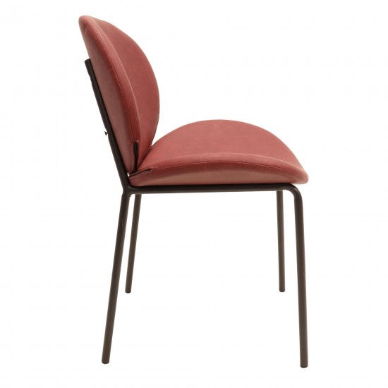 LeisureMod Servos Dining Side Chair with Upholstered Faux Leather Seat, Bordeaux