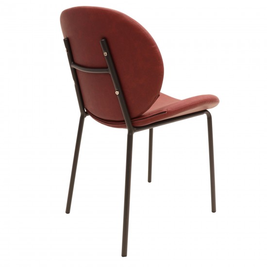 LeisureMod Servos Dining Side Chair with Upholstered Faux Leather Seat, Bordeaux