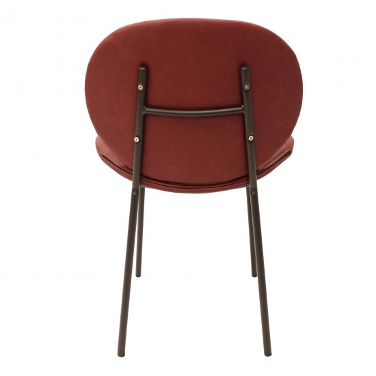 LeisureMod Servos Dining Side Chair with Upholstered Faux Leather Seat, Bordeaux