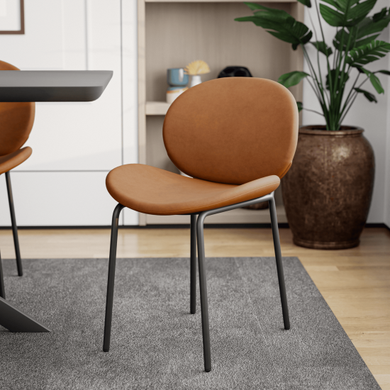 LeisureMod Servos Modern Dining Side Chair, Dark Brown